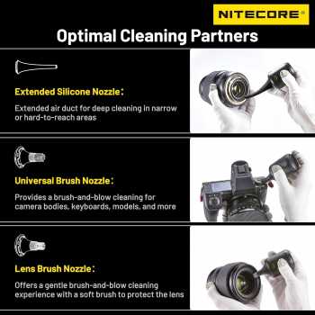 Gambar produk NITECORE Extension Vacuum Kit Brush Nozzle 3in1 for BB Nano Blower - NIA008 - 5