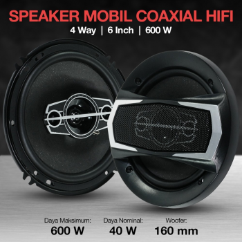 TaffSTUDIO Speaker Mobil Coaxial HiFi 4 Way 6 Inch 600W 2 PCS - YL-1698B