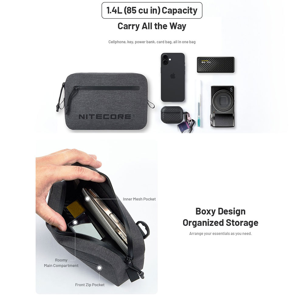 Gambar produk NITECORE Tas Sling Bag Waterproof Crossbody Outdoor 900D Nylon 1.4L - NPP02