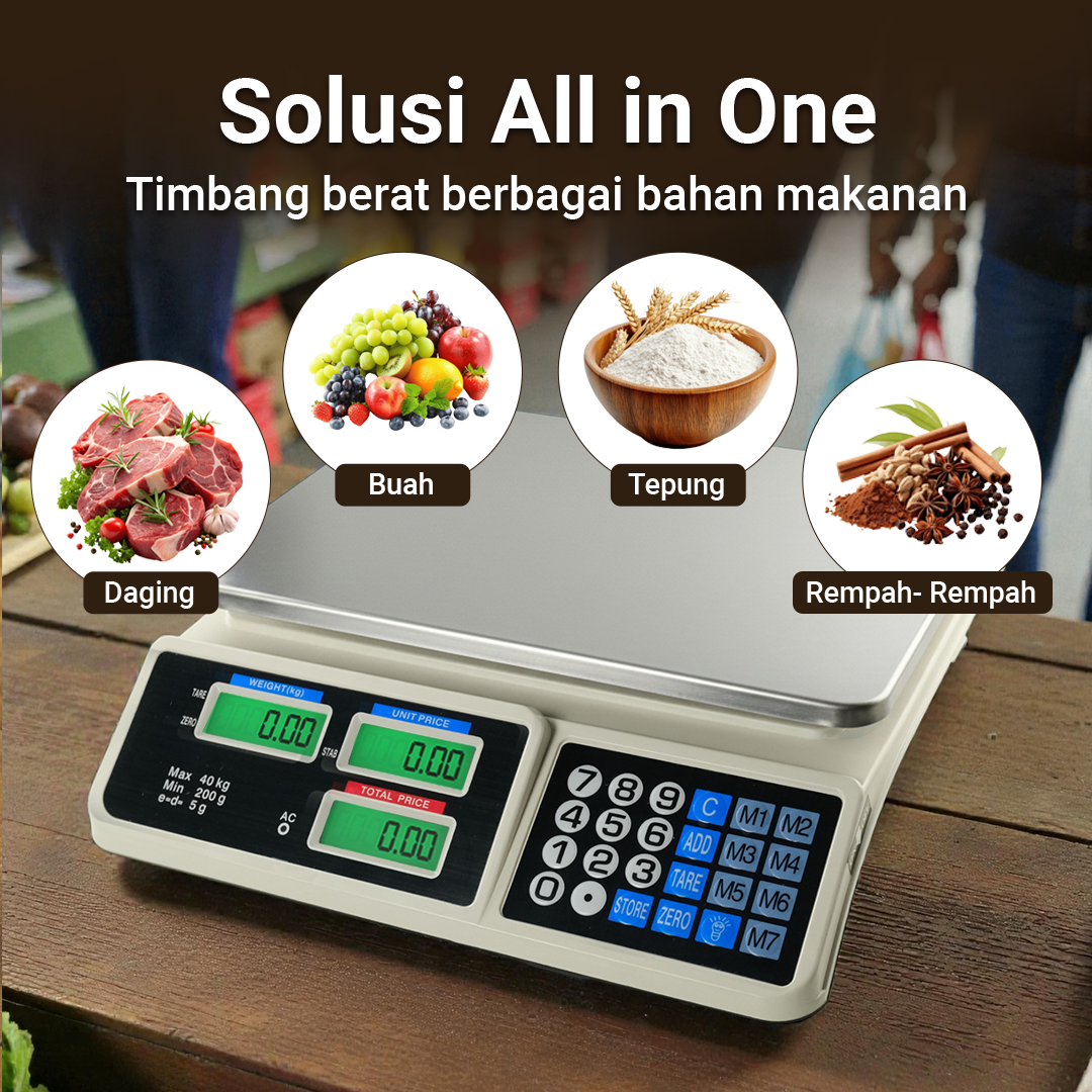 Protopic Timbangan Digital Buah Makanan Commercial Retail Scale 40kg - PT95 Gambar produk Protopic Timbangan Digital Buah Makanan Commercial Retail Scale 40kg - PT95