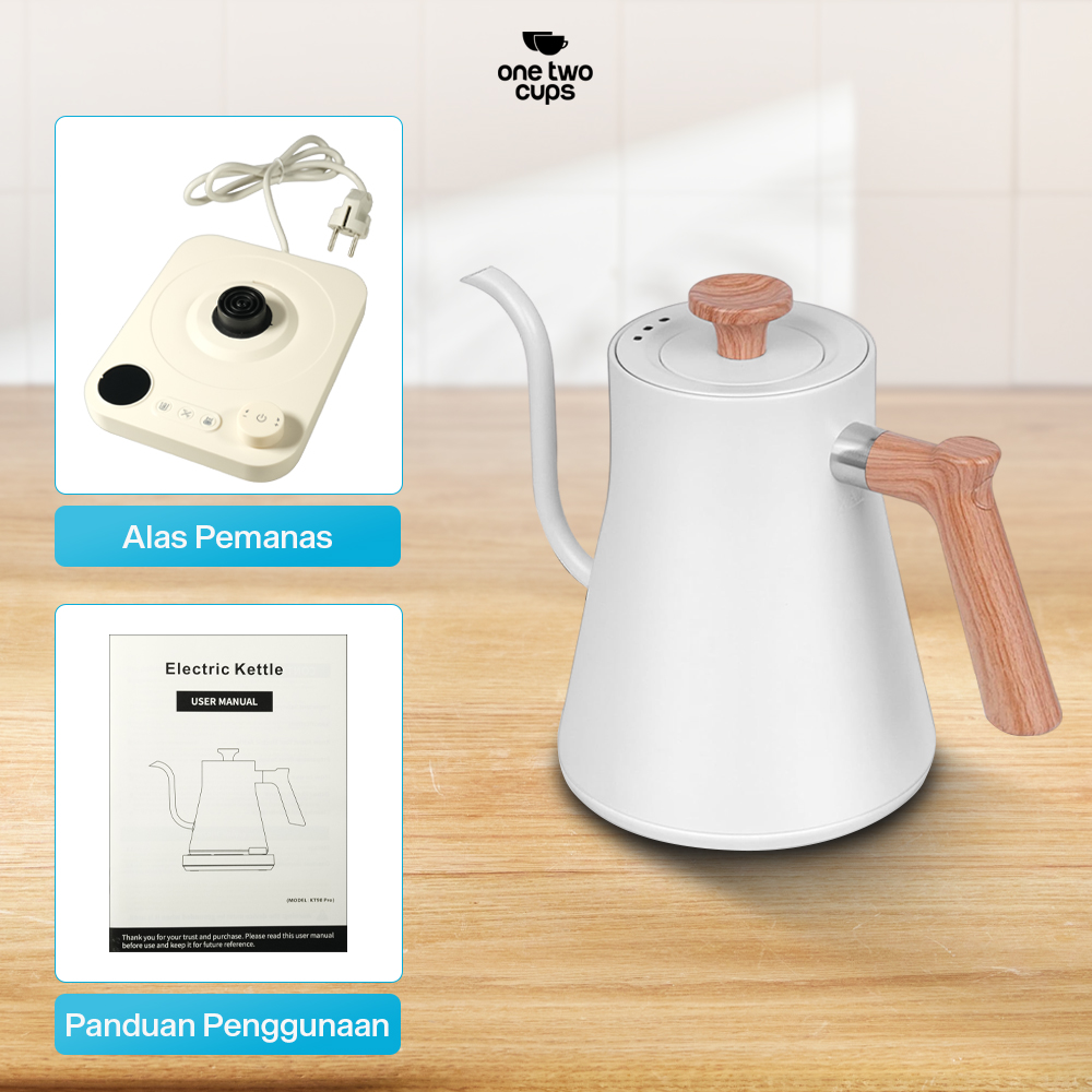 One Two Cups Teko Listrik Kopi Pemanas Air Leher Angsa 1200W 900ml - KT90 Pro Gambar produk One Two Cups Teko Listrik Kopi Pemanas Air Leher Angsa 1200W 900ml - KT90 Pro
