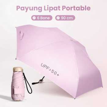 XMSJ Payung Lipat Vinyl Pocket Umbrella Anti UV UPF 50+ 6 Bone - HYZ-023