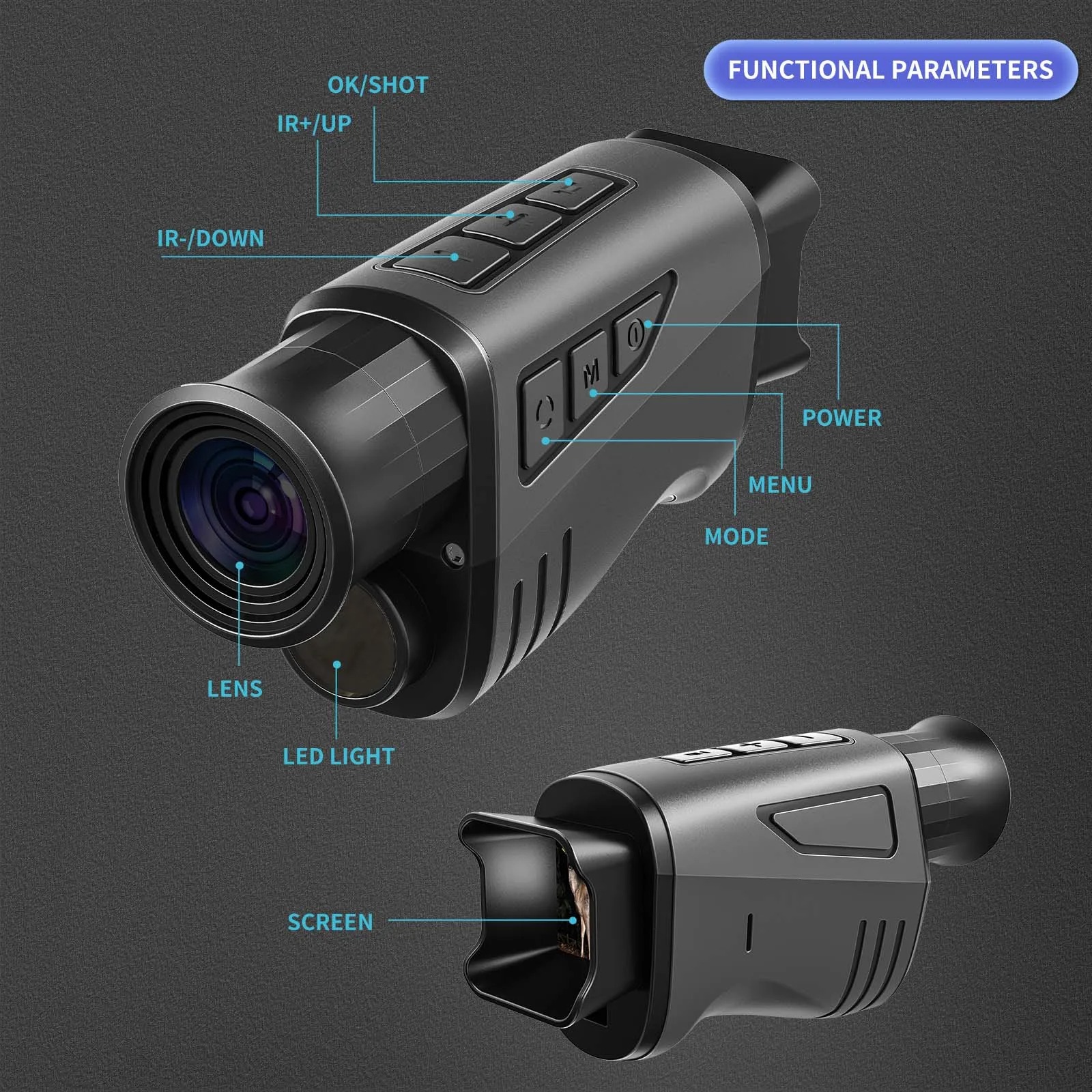 MITHRAS Teropong Monocular Digital Night Vision 16x Zoom 1080P 1500mAh - DNV2000 Gambar produk MITHRAS Teropong Monocular Digital Night Vision 16x Zoom 1080P 1500mAh - DNV2000