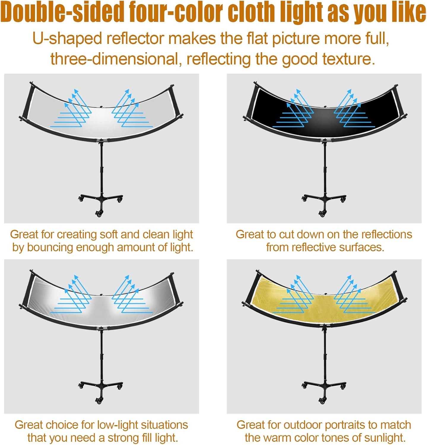 LIFER Reflektor Cahaya U-Shape Fotografi Studio 4in1 Stand 100x50cm - BDL-20 Gambar produk LIFER Reflektor Cahaya U-Shape Fotografi Studio 4in1 Stand 100x50cm - BDL-20