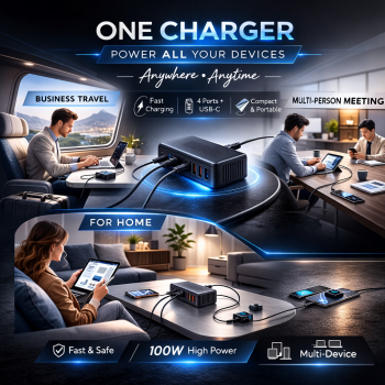 Gambar produk ILEPO Charger USB Docking Station 6 Multi Port Type C PD QC GaN 100W - ZETX100W-U