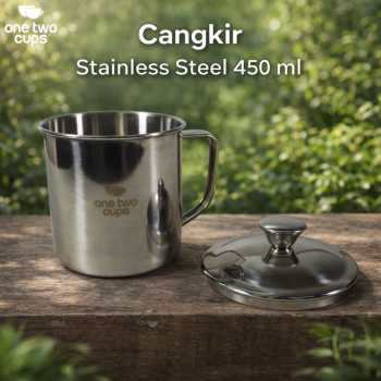 One Two Cups Cangkir Kopi Stainless Steel Coffee Mug 450ml with Lid - B45