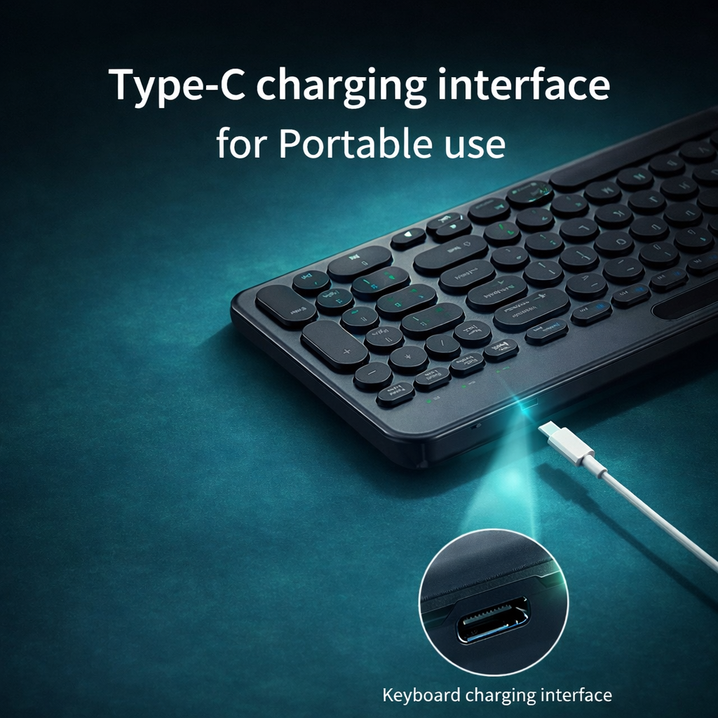 Gambar produk JOMAA Keyboard Dual Wireless Bluetooth 2.4G with Phone Stand Type C - MLD-570