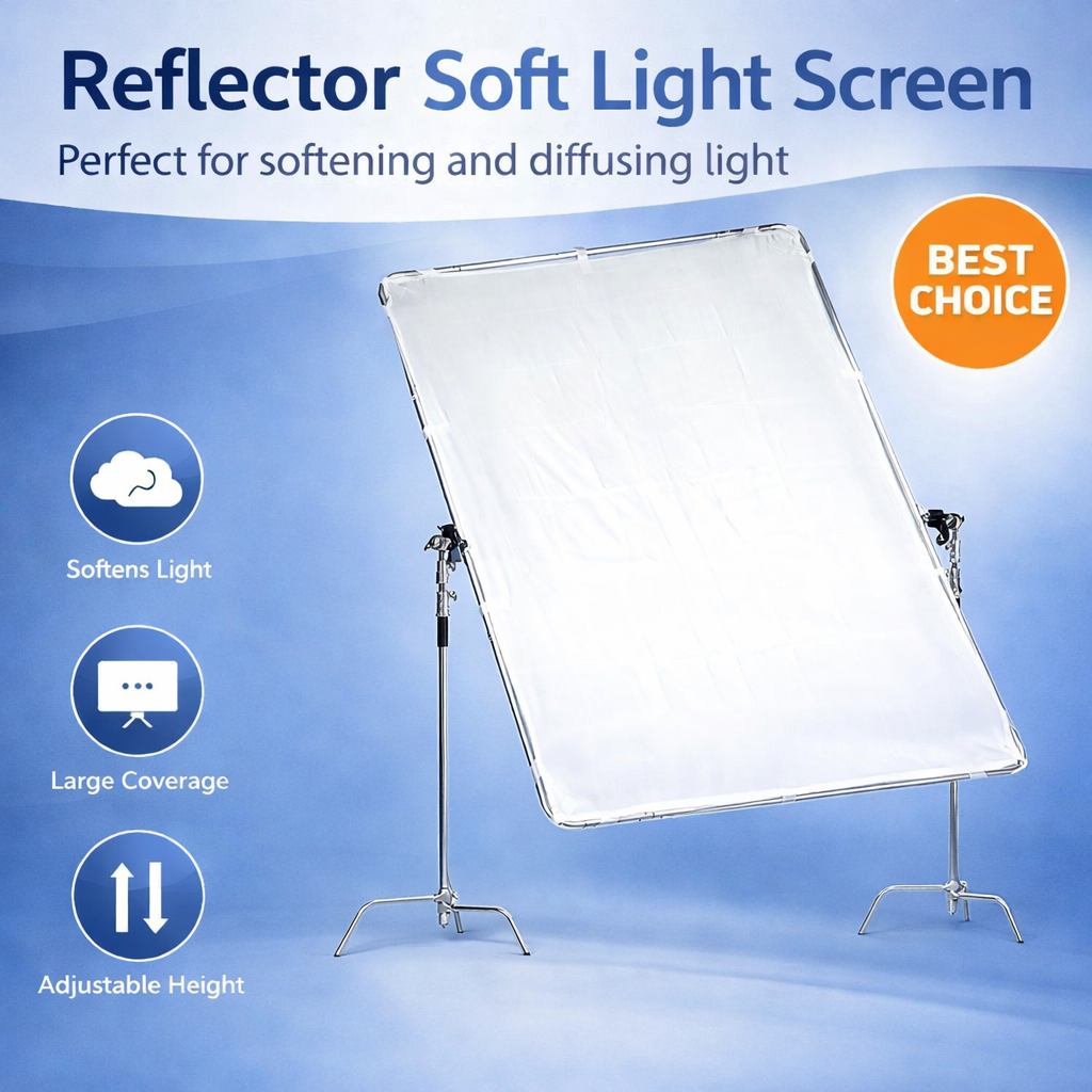 TaffSTUDIO Reflector Soft Light Screen Rotating 1.5x2M with Stand - D40 Gambar produk TaffSTUDIO Reflector Soft Light Screen Rotating 1.5x2M with Stand - D40