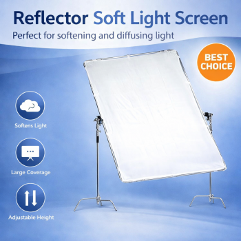 TaffSTUDIO Reflector Soft Light Screen Rotating 1.5x2M with Stand - D40
