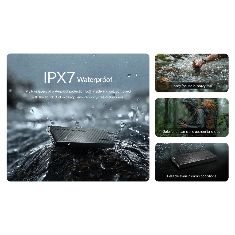 Gambar produk NITECORE Power Bank 10000mAh PD QC Carbon Fiber IPX7 USB Type C 22.5W - NB10000 Gen4