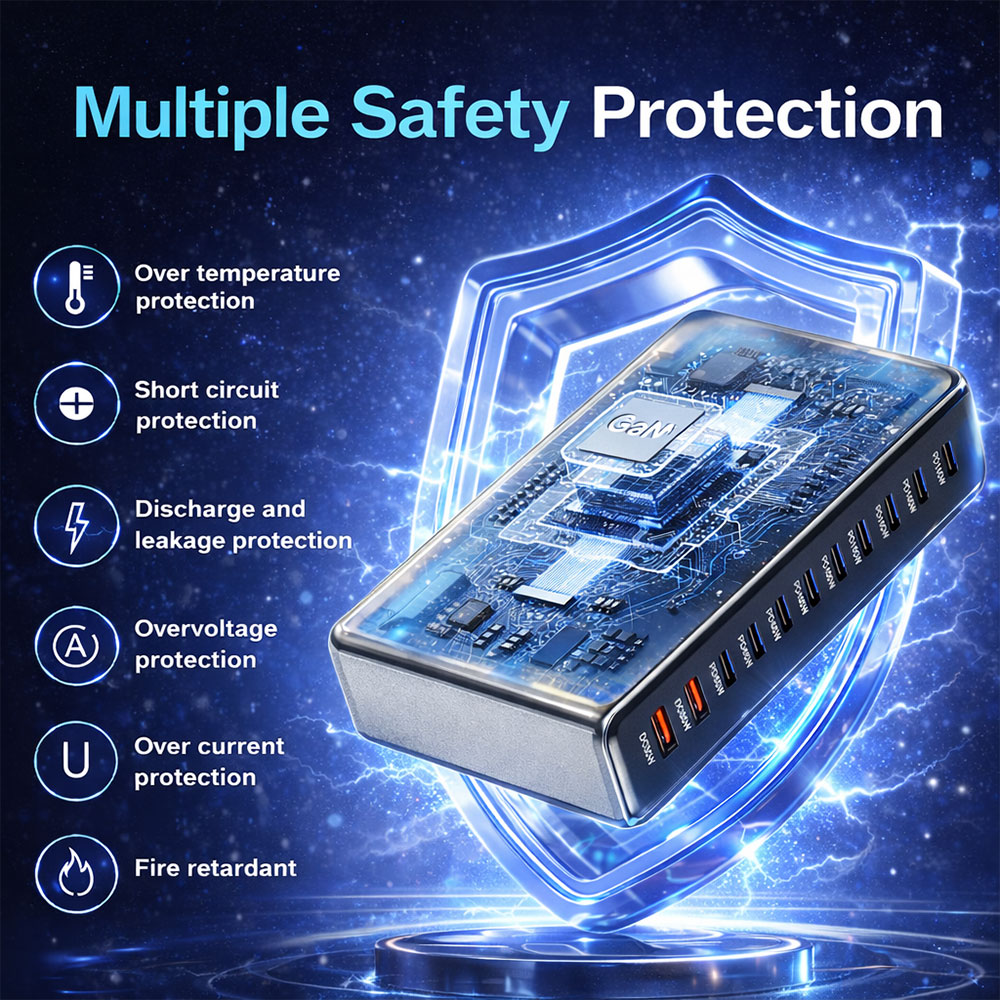 STONEGO Charger Station Fast Charging 10 Port USB Type C GaN3 800W - YMX-800W Gambar produk STONEGO Charger Station Fast Charging 10 Port USB Type C GaN3 800W - YMX-800W