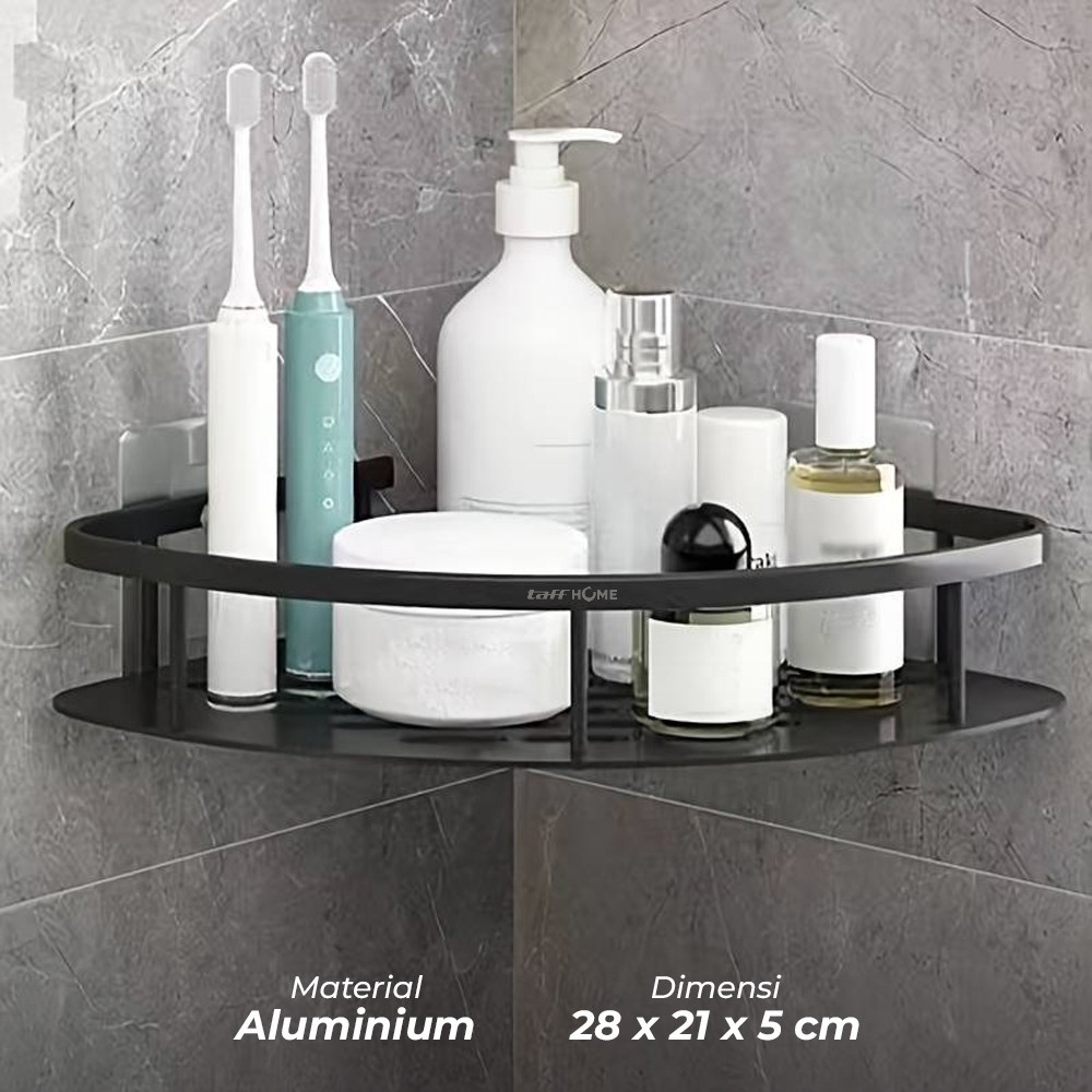 Gambar produk TaffHOME Rak Kamar Mandi Aluminium Triangular Bathroom Corner Shelf - RG2A