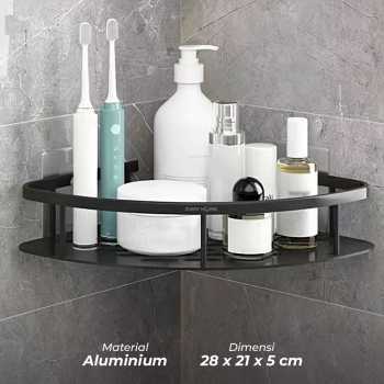 TaffHOME Rak Kamar Mandi Aluminium Triangular Bathroom Corner Shelf - RG2A