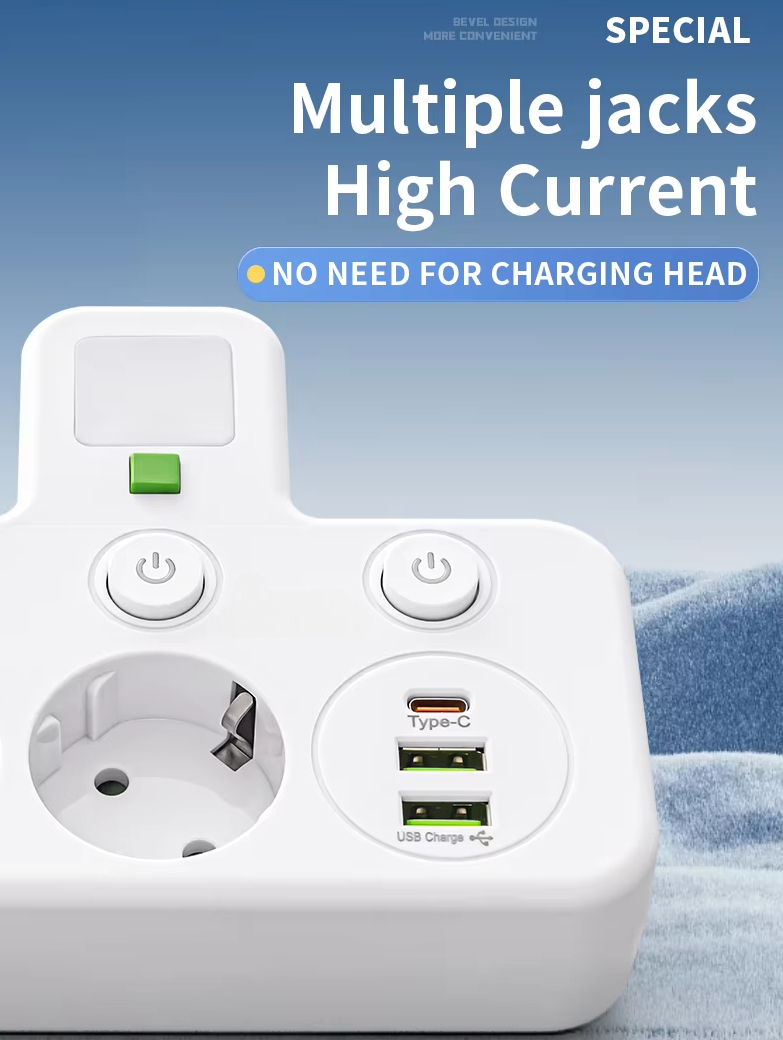 Taffware Stop Kontak LED Light USB Type C EU Plug 10A 220V 2500W - LH-8625U Gambar produk Taffware Stop Kontak LED Light USB Type C EU Plug 10A 220V 2500W - LH-8625U