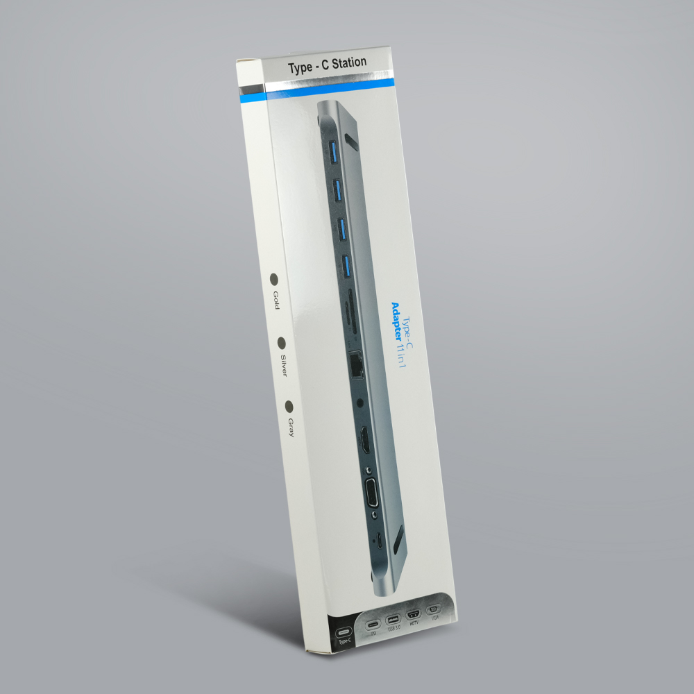 Gambar produk Docktion Hub USB Type C Adaptor HDMI 4K AUX Card Reader 11in1 - BYL-2003