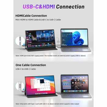Gambar produk Taffware Portable Monitor 15.6 Inch IPS HD 1080P 60Hz Type C Mini HDMI - SJD1650