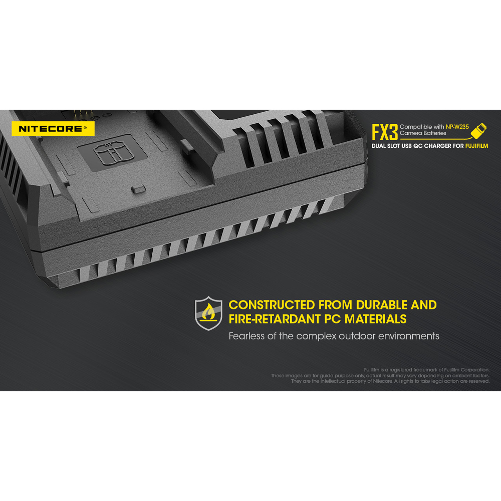 Gambar produk NITECORE Charger Baterai 2 Slot Fujifilm NP-W235 QC Digital Display - FX3