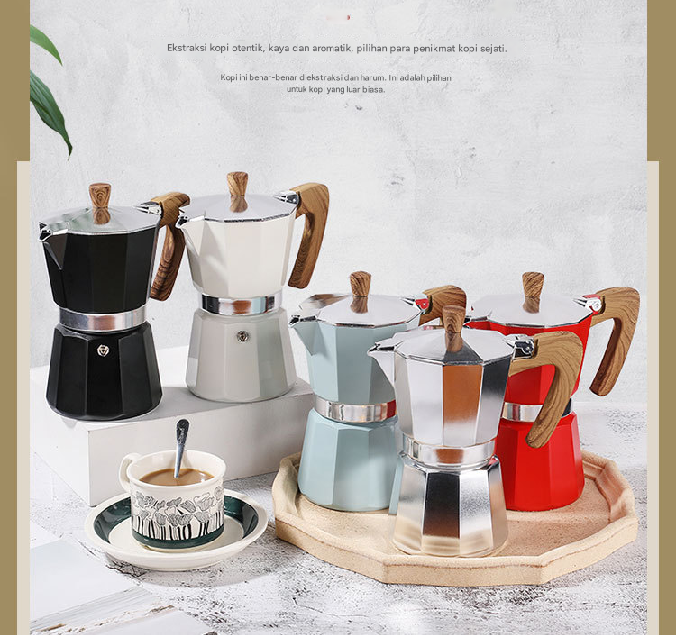 One Two Cups Moka Pot Espresso Coffee Maker Stovetop 3 Cup 150ml - JF113 Gambar produk One Two Cups Moka Pot Espresso Coffee Maker Stovetop 3 Cup 150ml - JF113