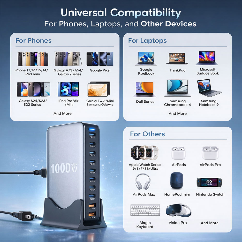 Gambar produk STONEGO Charger Station Fast Charging 10 Port USB Type C GaN3 1000W - YMX-1000W