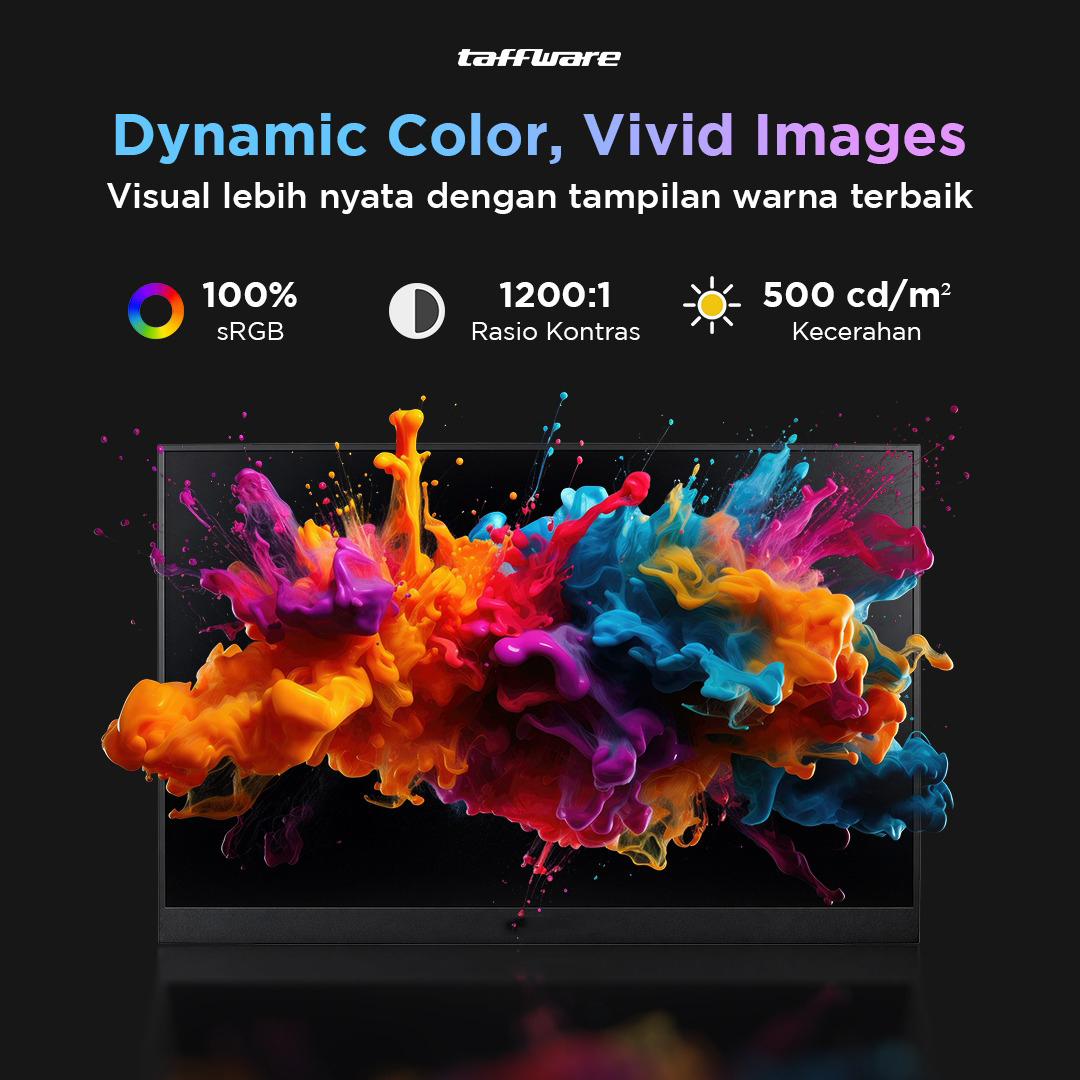 Taffware Portable Monitor 16 Inch IPS QHD 2.5K 60Hz Type C 3D Audio - 1600XTS-2 Gambar produk Taffware Portable Monitor 16 Inch IPS QHD 2.5K 60Hz Type C 3D Audio - 1600XTS-2