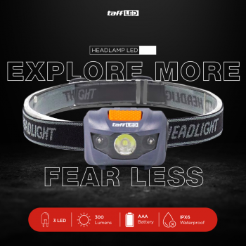 TaffLED Senter Kepala Headlamp LED Flashlight White and Red Waterproof - HE12