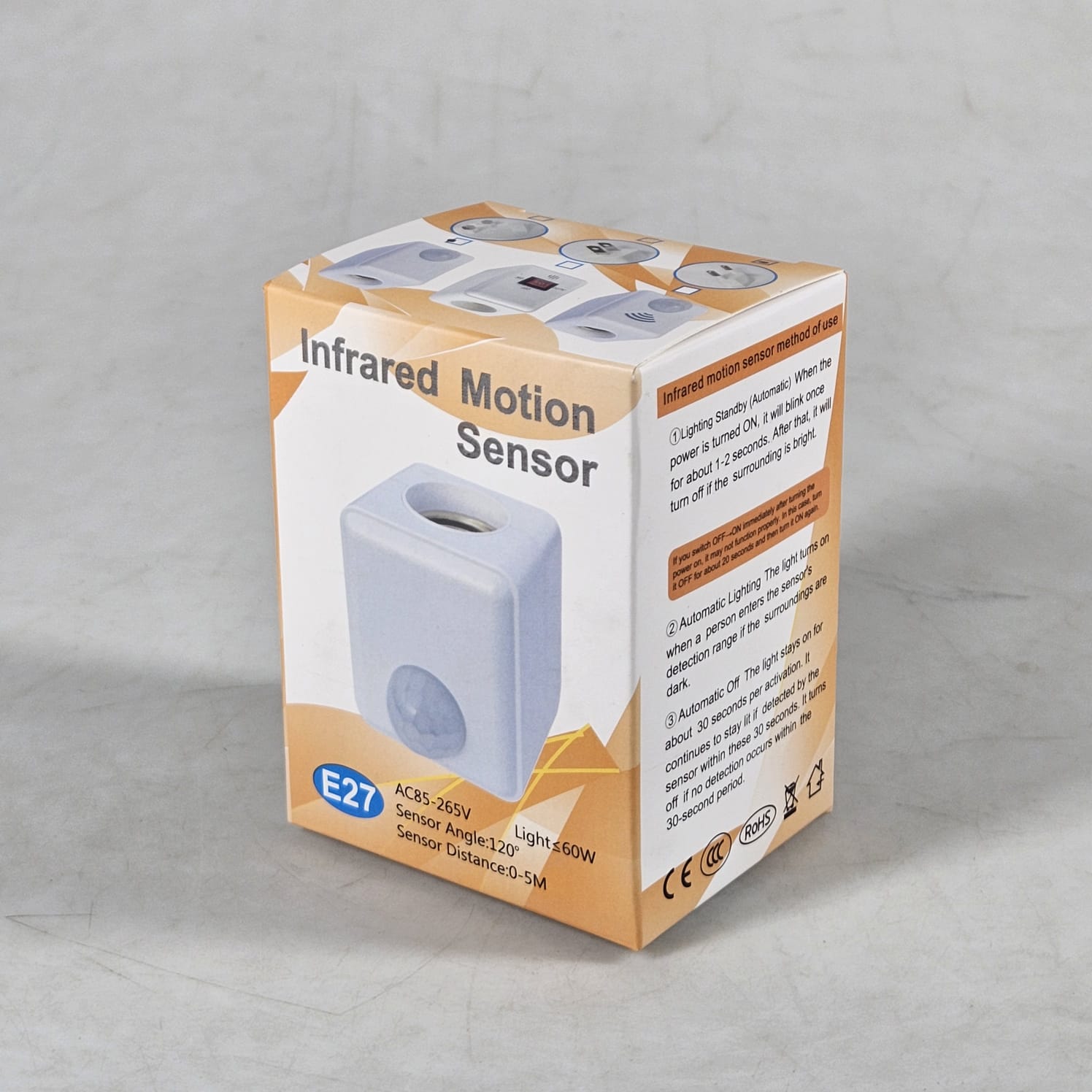 TaffLED Fitting Lampu Bohlam Sensor PIR EU Plug 40W E27 - GD4 Gambar produk TaffLED Fitting Lampu Bohlam Sensor PIR EU Plug 40W E27 - GD4