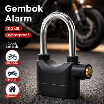 Gambar produk Kinbar Gembok Sepeda Motor Padlock Alarm Corrosion Resistant 110dB - 110