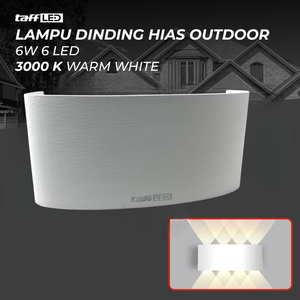 TaffLED Lampu Dinding Hias Outdoor Aluminium 6W 6 LED Warm White - 0092 Gambar produk TaffLED Lampu Dinding Hias Outdoor Aluminium 6W 6 LED Warm White - 0092