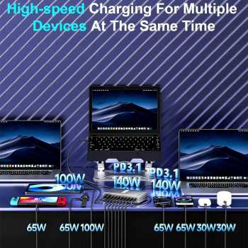 Gambar produk STONEGO Charger Station Fast Charging 10 Port USB Type C GaN3 800W - YMX-800W