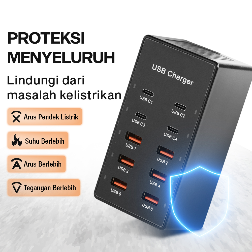 Gambar produk ALASICKA USB Hub Charger 10 Multi Port Type C 5V/2.4A 60W EU Plug - YC-A6
