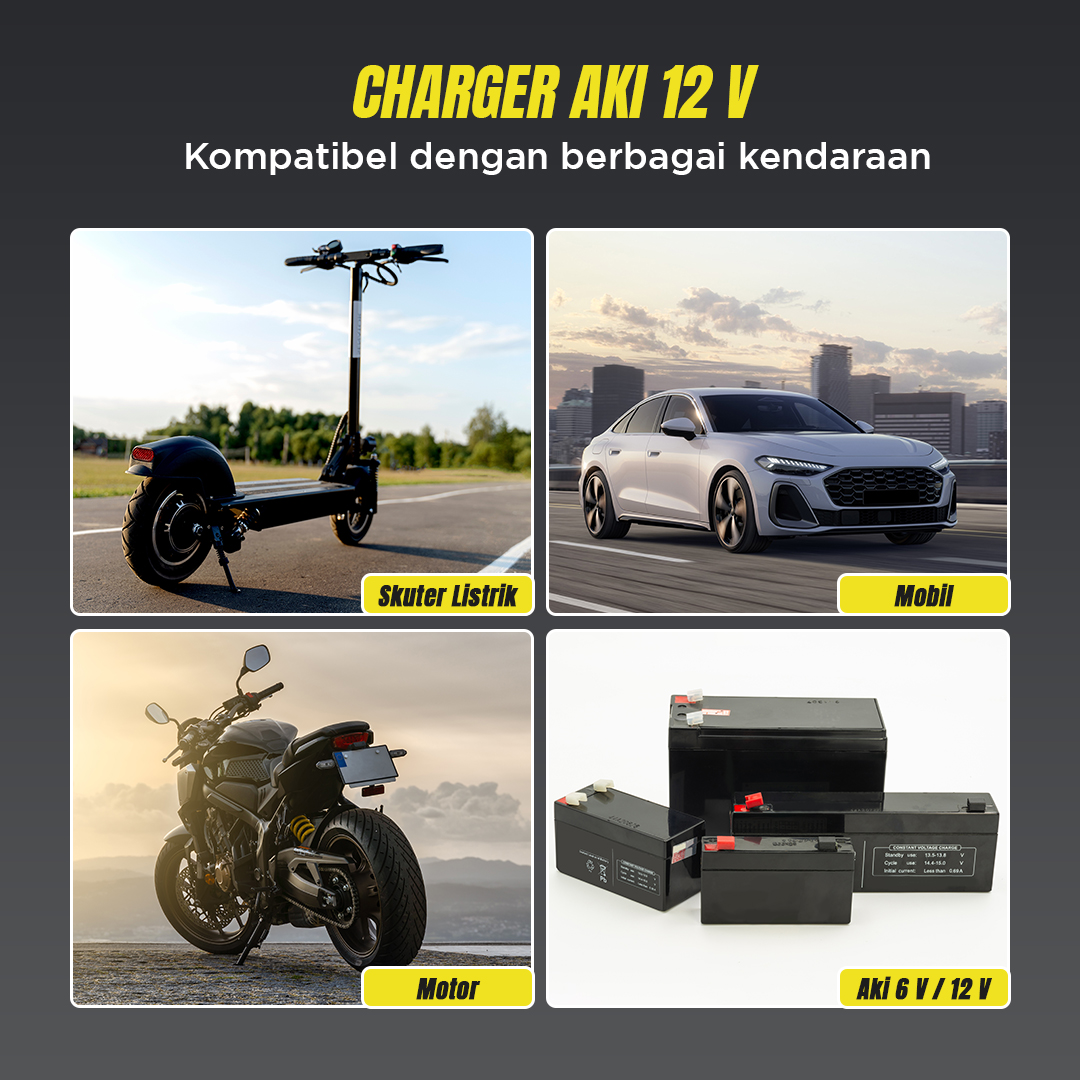 UrbanRoad Charger Aki Mobil Motor Intelligent Battery Charger 6V/12V - MF1 Gambar produk UrbanRoad Charger Aki Mobil Motor Intelligent Battery Charger 6V/12V - MF1