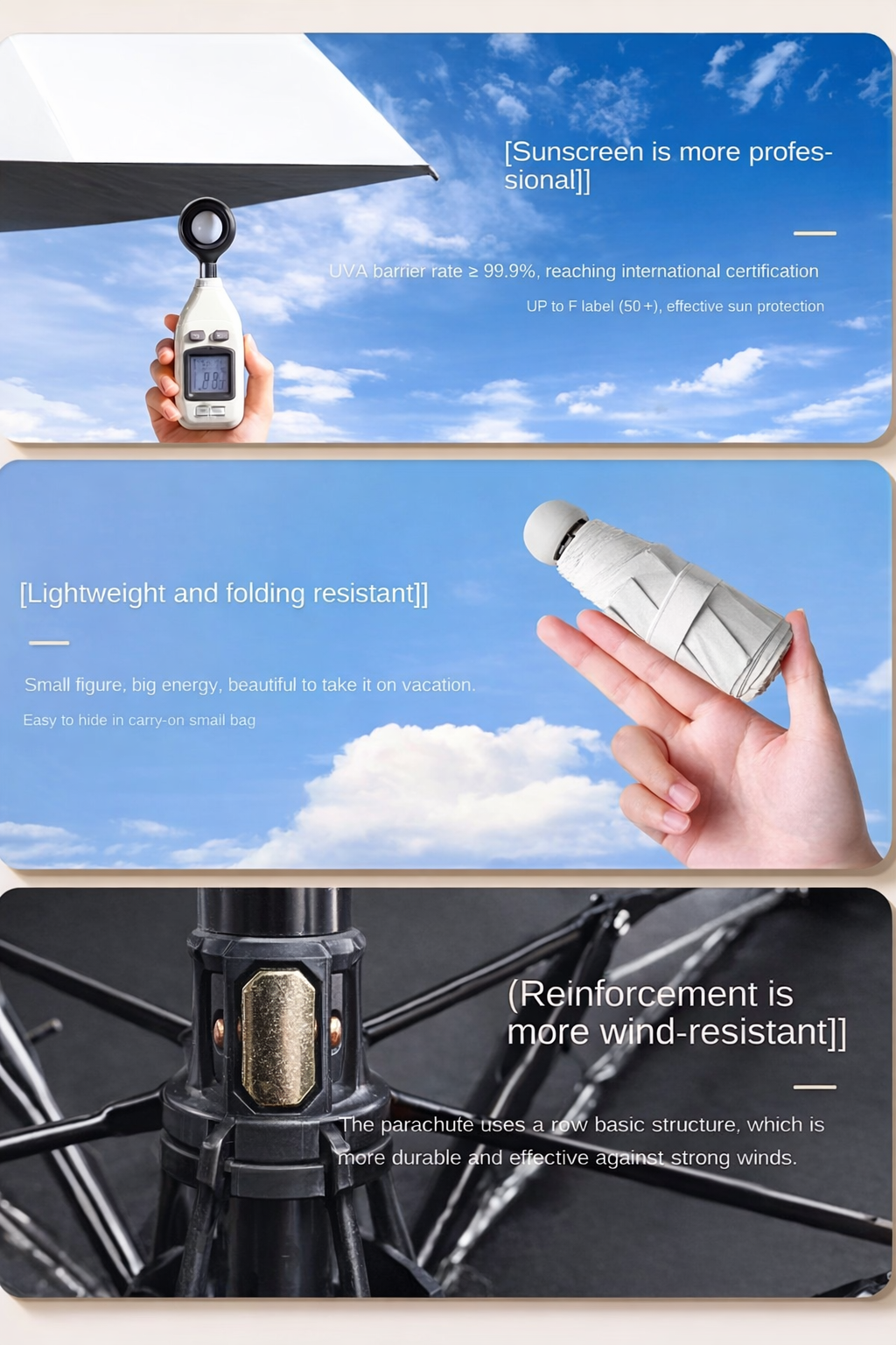 HUJI Payung Lipat Vinyl Umbrella Waterproof Anti UV UPF 50+ 6 Bone - HJ190 Gambar produk HUJI Payung Lipat Vinyl Umbrella Waterproof Anti UV UPF 50+ 6 Bone - HJ190