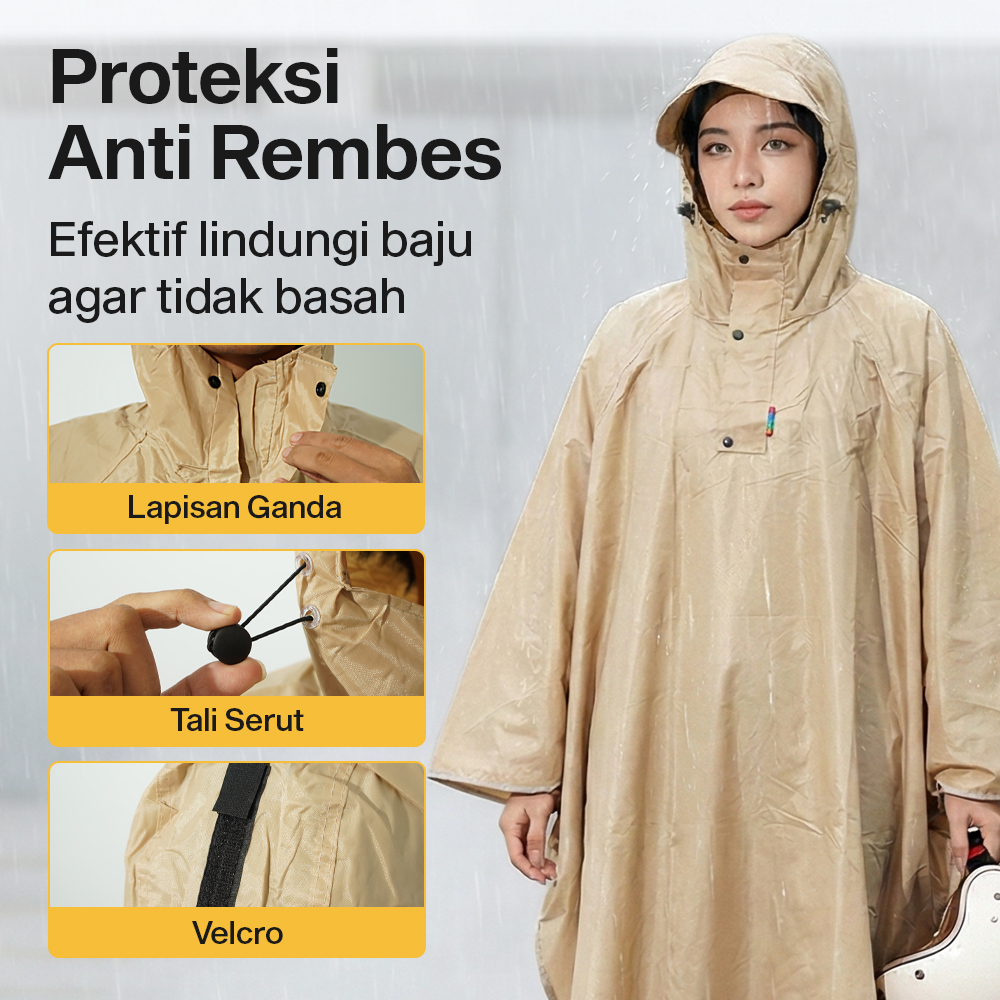 RAINGO Jas Hujan Ponco Anti Rembes 150D Oxford Waterproof Raincoat - MT45 Gambar produk RAINGO Jas Hujan Ponco Anti Rembes 150D Oxford Waterproof Raincoat - MT45
