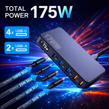 Gambar produk ILEPO Charger USB Docking Station 6 Multi Port Type C PD QC GaN 175W - ZETX175W-U