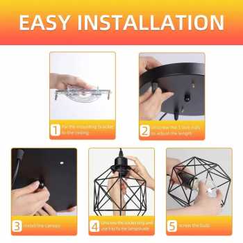 Gambar produk Depuley Lampu Gantung Vintage Pendant Light Adjustable Iron E27 - DE27