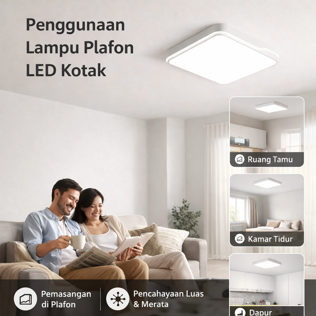 MING JI Lampu Plafon LED Full Spectrum 6000K Cool White 60W 50cm - M50 Gambar produk MING JI Lampu Plafon LED Full Spectrum 6000K Cool White 60W 50cm - M50