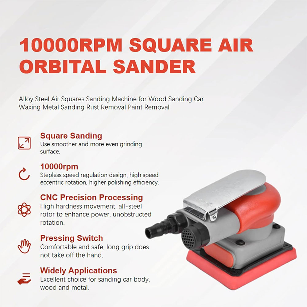 THETWOO Mesin Amplas Angin Air Orbital Sander Pneumatic Square - BG-75100D Gambar produk THETWOO Mesin Amplas Angin Air Orbital Sander Pneumatic Square - BG-75100D