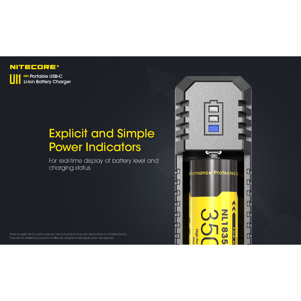 Gambar produk NITECORE Charger Baterai 1 Slot 18650 21700 Li-Ion IMR with LED Light - UI1