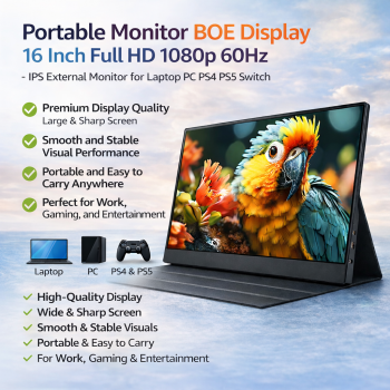 Taffware Portable Monitor IPS Touch Alumunium Frame 16 Inch FHD 60Hz - SJD1660