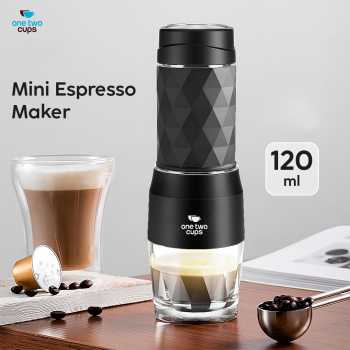 One Two Cups Hand Press Mini Nespresso Coffee Maker 2in1 18 Bar 120ml - HS-8439N
