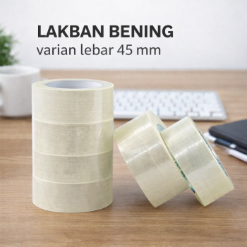 KLEER Lakban Kardus Bening Perekat Paket Logistik Adhesive Tape 65M - KL-10