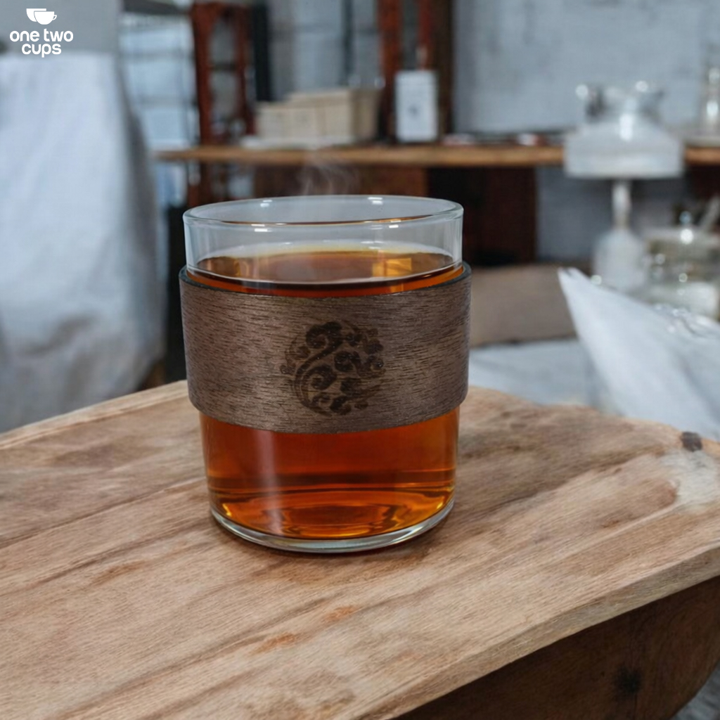 One Two Cups Gelas Kaca Aesthetic Kopi Teh Wood Ring Glass 200ml - LU2 Gambar produk One Two Cups Gelas Kaca Aesthetic Kopi Teh Wood Ring Glass 200ml - LU2