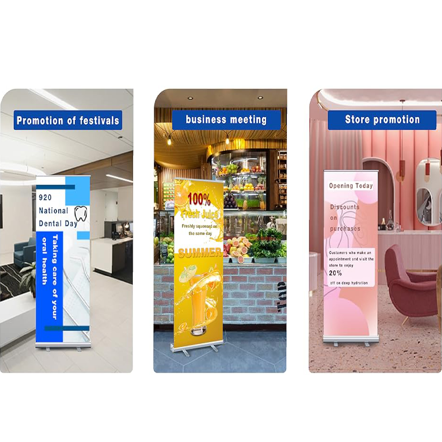 JVNT Roll Up Banner Plastic Poster Advertising Display Stand 80x200cm - J-200 Gambar produk JVNT Roll Up Banner Plastic Poster Advertising Display Stand 80x200cm - J-200