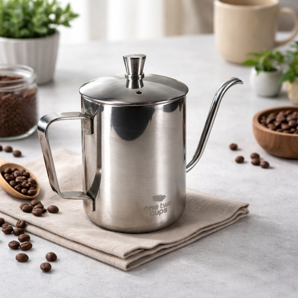 One Two Cups Teko Kopi Leher Angsa Gooseneck Pour Over Drip Kettle 600ml - HS-52 Gambar produk One Two Cups Teko Kopi Leher Angsa Gooseneck Pour Over Drip Kettle 600ml - HS-52