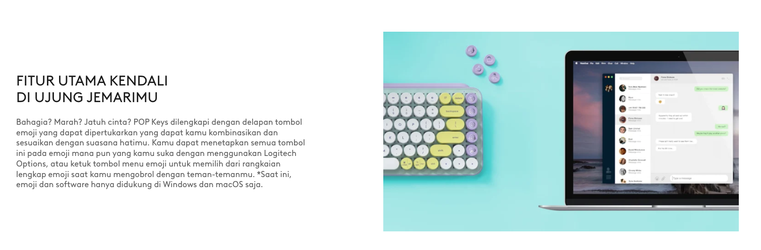 Logitech POP Keys Mechanical Keyboard Bluetooth 5.1 Brown Switch Gambar produk Logitech POP Keys Mechanical Keyboard Bluetooth 5.1 Brown Switch