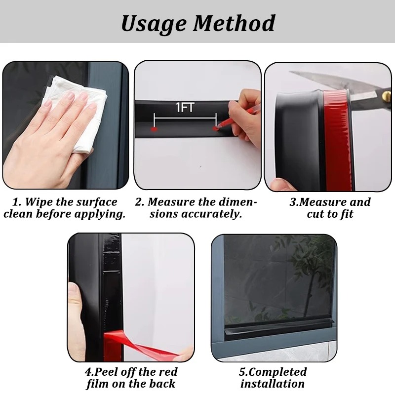 ALEENK Window Water Blocking Balcony Strip Karet Penahan Air 4.5cm - AL5CM Gambar produk ALEENK Window Water Blocking Balcony Strip Karet Penahan Air 4.5cm - AL5CM