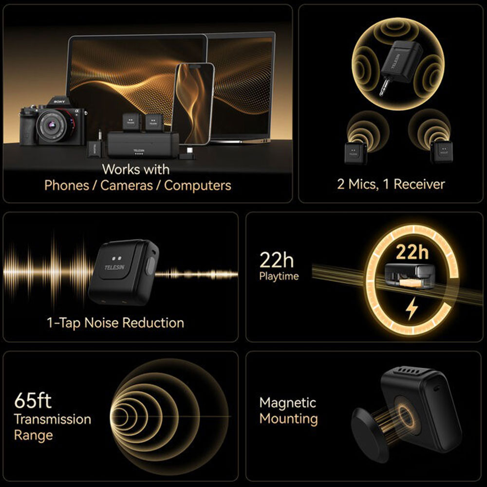 TELESIN Mikrofon Wireless Lavalier 2in1 Bluetooth Magnetic Clip Type C - P5-MCP-14 Gambar produk TELESIN Mikrofon Wireless Lavalier 2in1 Bluetooth Magnetic Clip Type C - P5-MCP-14