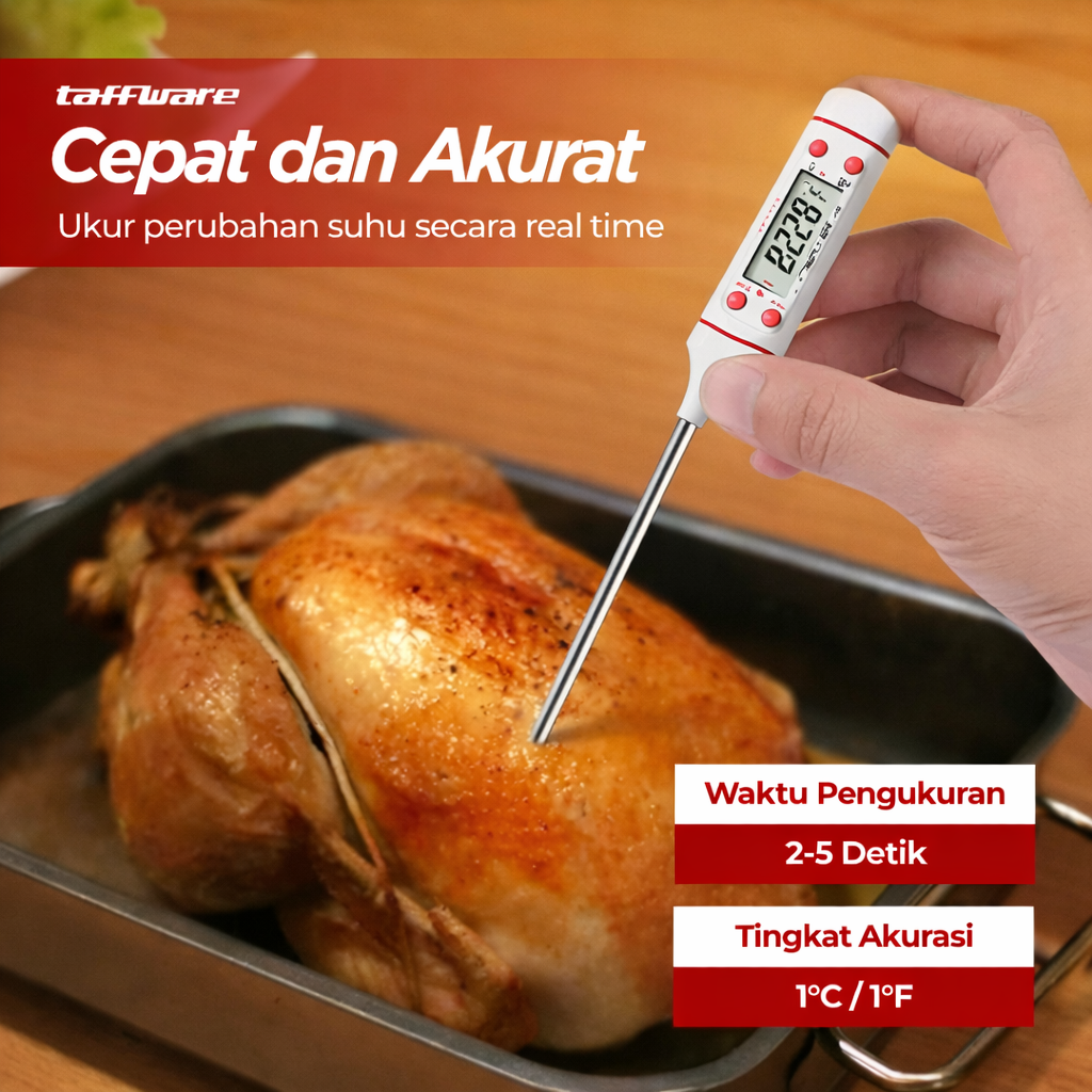 Taffware Termometer Pengukur Suhu Makanan Digital Daging Kopi Susu - TP101 Gambar produk Taffware Termometer Pengukur Suhu Makanan Digital Daging Kopi Susu - TP101