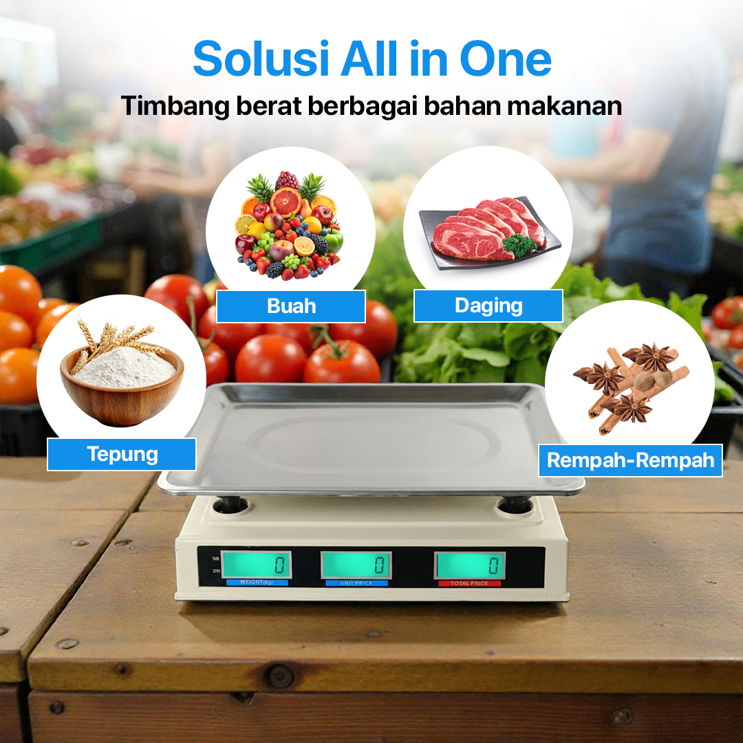 JIAHE Timbangan Buah Harga Digital Scale Pricing Dual LCD Display 40kg - 525 Gambar produk JIAHE Timbangan Buah Harga Digital Scale Pricing Dual LCD Display 40kg - 525