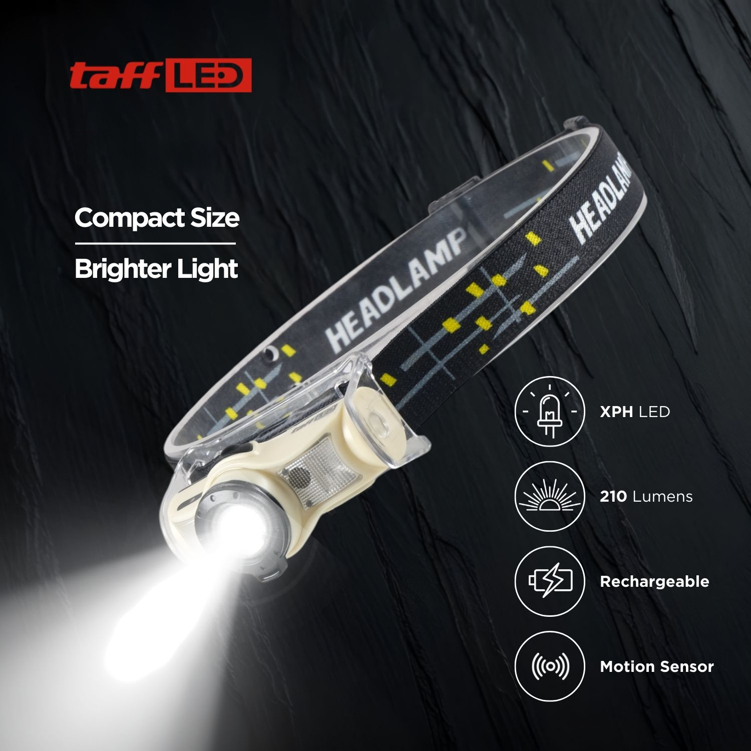TaffLED Headlamp Flashlight Senter LED Kepala Rechargeable Sensor - HE52 Gambar produk TaffLED Headlamp Flashlight Senter LED Kepala Rechargeable Sensor - HE52